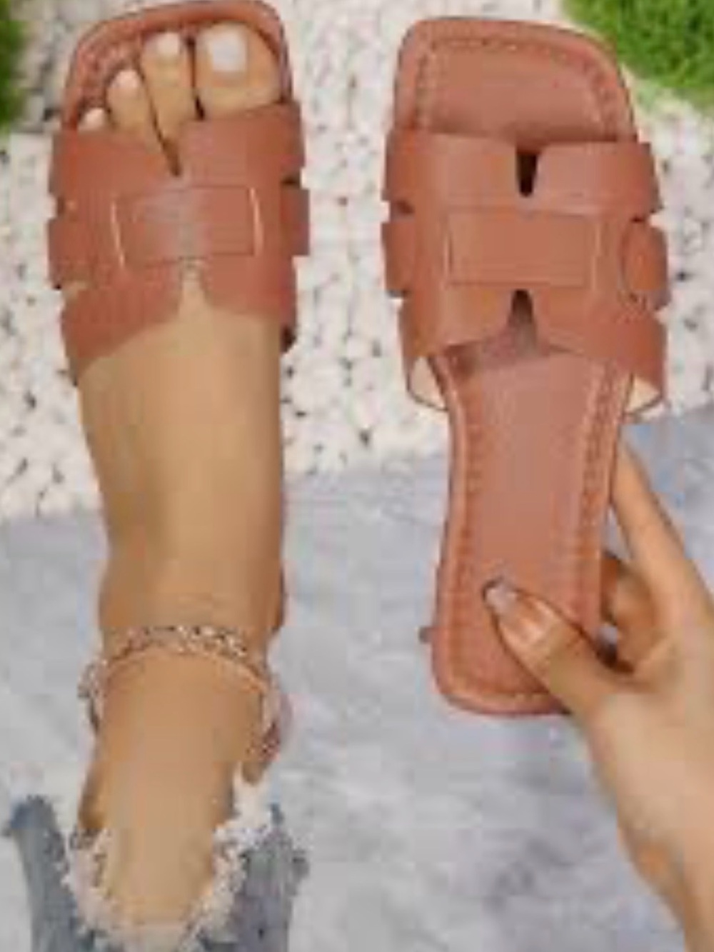Tan oran faux leather sandals size 8.5